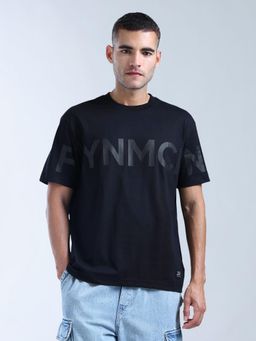 Flying Machine - Black Brand Printed Relaxed Fit T-Shirt