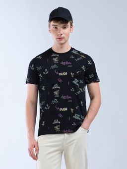 Flying Machine - Black All Over Printed Digitopia T-Shirt