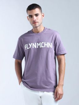Flying Machine - Lavender Graphic Pure Cotton T-Shirt