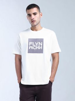 Flying Machine - White Brand Printed Relaxed Fit T-Shirt