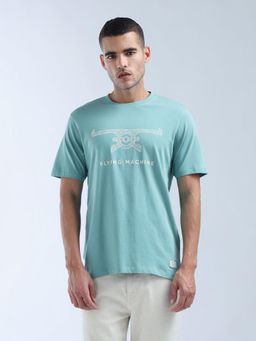 Flying Machine - Blue Brand Printed Pattern Regular Fit T-Shirt