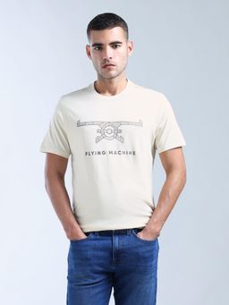 Flying Machine - White Pure Cotton Regular Fit T-Shirt