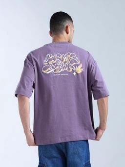 Flying Machine - Purple Graphic Oversized Fit T-Shirt