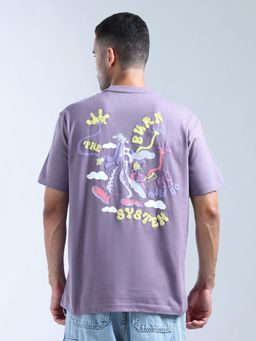 Flying Machine - Purple Graphic Pure Cotton T-Shirt