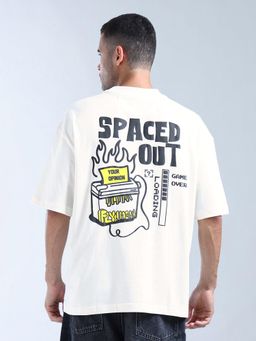 Flying Machine - White Graphic Oversized Fit T-Shirt