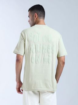 Flying Machine - Green Embossed Pure Cotton T-Shirt