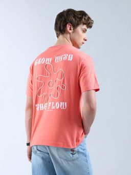 Flying Machine - Pink Appliqued Pattern Digitopia T-Shirt