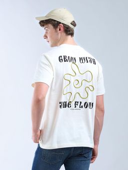 Flying Machine - White Appliqued Pattern Color Of Home T-Shirt