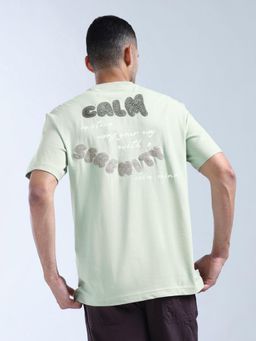 Flying Machine - Green Embroidered Relaxed Fit T-Shirt
