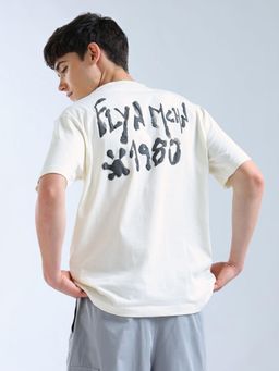 Flying Machine - White Relaxed Fit Typographic Printed T-Shirt