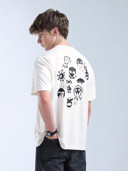 Flying Machine - White Relaxed Fit Graphic Printed T-Shirt