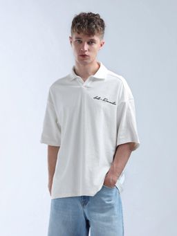 Flying Machine - White Textured Color Of Home Polo T-shirt