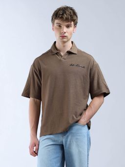 Flying Machine - Brown Color Of Home Oversized Fit Polo T-shirt