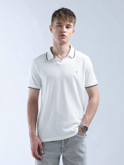 Flying Machine - White Textured Essentials Polo T-shirt