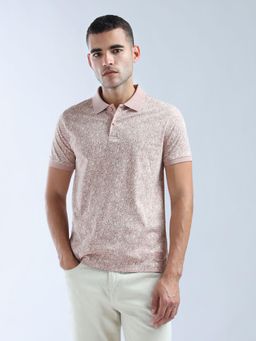 Flying Machine - Pink Floral Printed Regular Fit Polo T-shirt