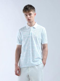 Flying Machine - White Typographic Printed Essentials Polo T-shirt