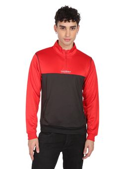 Flying Machine - Red Colour Block Polyester Sweatshirt