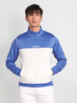Flying Machine - Blue High Neck Polyester Sweatshirt