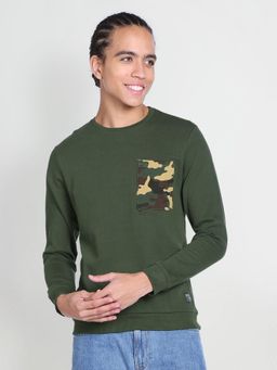 Flying Machine - Green Camouflage Cotton Sweatshirt
