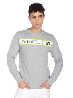 Flying Machine - Grey Crew Neck Brand Graphic Sweatshirt