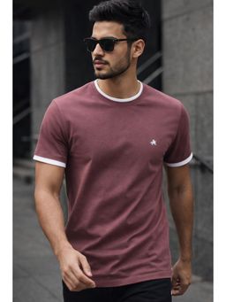 Parcel Yard - Maroon Men Solid Cotton Round Neck Half Sleeve Regular Fit T Shirt