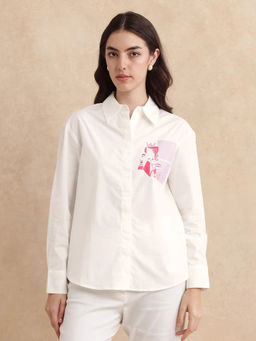RAREISM - Linnpo Primary White Graphic Print Regular Shirt