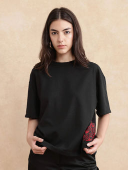 RAREISM - Pach Primary Black Plain Relaxed T-Shirt