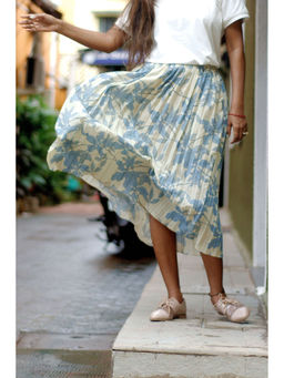 SALT Attire - Yellow & Blue Pleated Midi Skirt