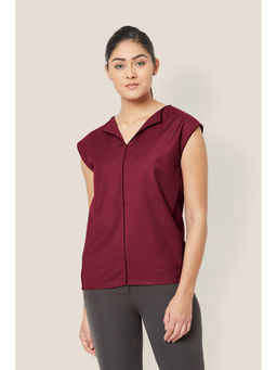 SALT Attire - Maroon Contrast Piping Top
