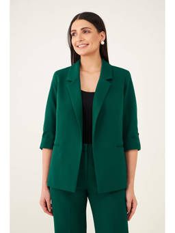 SALT Attire - Green Rolled-Up Sleeves Blazer