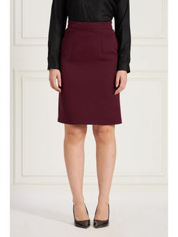 SALT Attire - Burgundy Knee Length Pencil Skirt