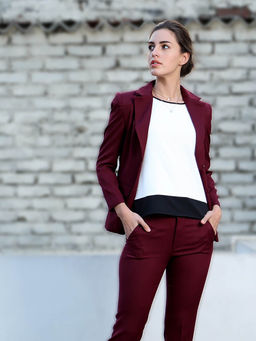 SALT Attire - Maroon Single Breasted Blazer