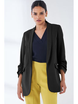 SALT Attire - Black Ruched Sleeve Blazer