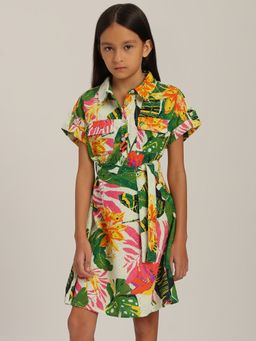 VERO MODA - Girl's Tropical Print Shirt Dress