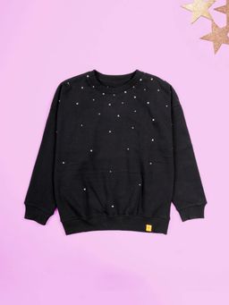 KiddoPanti - Girls Fleece Full Sleeves Round Neck Sweatshirt