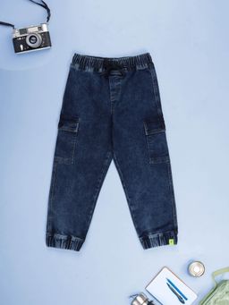 KiddoPanti - Boys Denim Solid Cargo Jeans