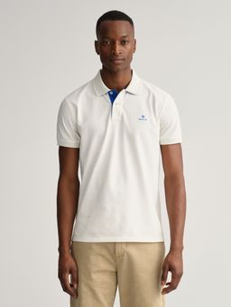 GANT - Men White Solid Regular Fit Polo T-Shirt