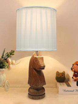 Homesake - Chess Table Lamp Rustic Wood Base,White