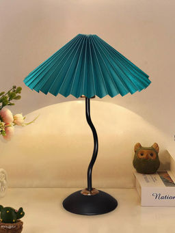 Homesake - Matt Black Twister Small Pleated Lamp,Green