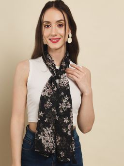 Trend Arrest - Black Floral Dobby Scarf