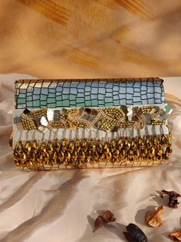 House of Vian - Noorie Gold Handheld Embellished Clutch Bag for Women