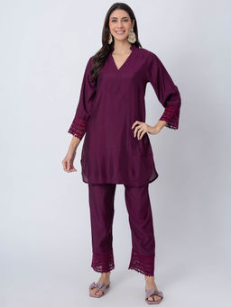 Moomaya - Purple Exclusive Silk Kurta and Pant (Set of 2)