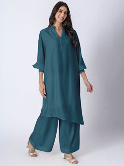Moomaya - Teal Exclusive Silk Kurta and Palazzo (Set of 2)