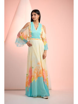 MANDIRA WIRK - Blue Printed Maxi Dress