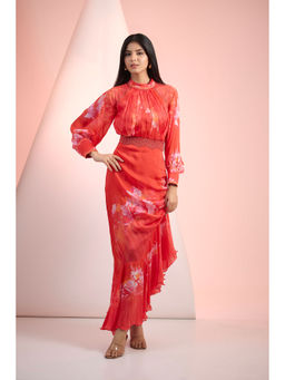 MANDIRA WIRK - Red Printed Maxi Dress