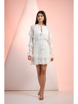 MANDIRA WIRK - White Solid Mini Dress