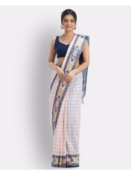 Angoshobha - Cameo Pink Handloom Bengal Cotton Saree with Unstitched