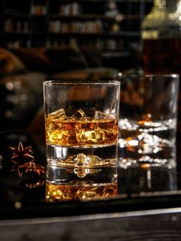 Trovea's - Crystal Old Fashioned Whiskey Glass With Wolf Embossed Set Of 6