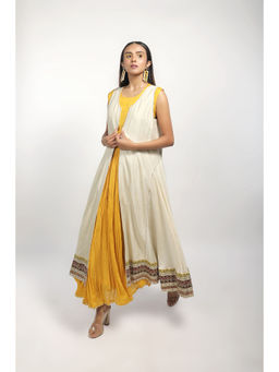 House of Kosh - Yellow Anarkali Kurta with Silk Embroidered Flare Jacket (Set of 2)