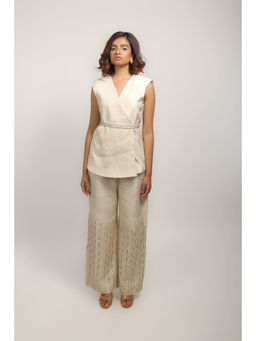 House of Kosh - White Embroidered-Sequined Co-Ord (Set of 3)